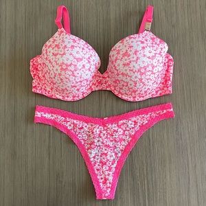 VS PINK Wear Everywhere Lace Bra and Panty Set (36D/L)